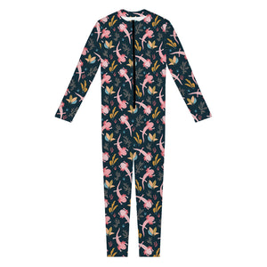 Pink Axolotl Pattern Print Jumpsuit