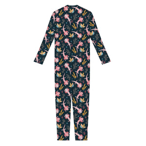 Pink Axolotl Pattern Print Jumpsuit