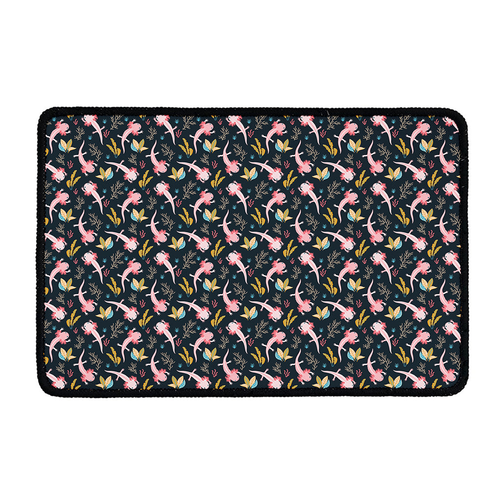 Pink Axolotl Pattern Print Kitchen Mat