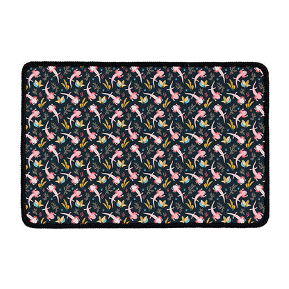 Pink Axolotl Pattern Print Kitchen Mat