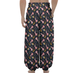 Pink Axolotl Pattern Print Lantern Pants