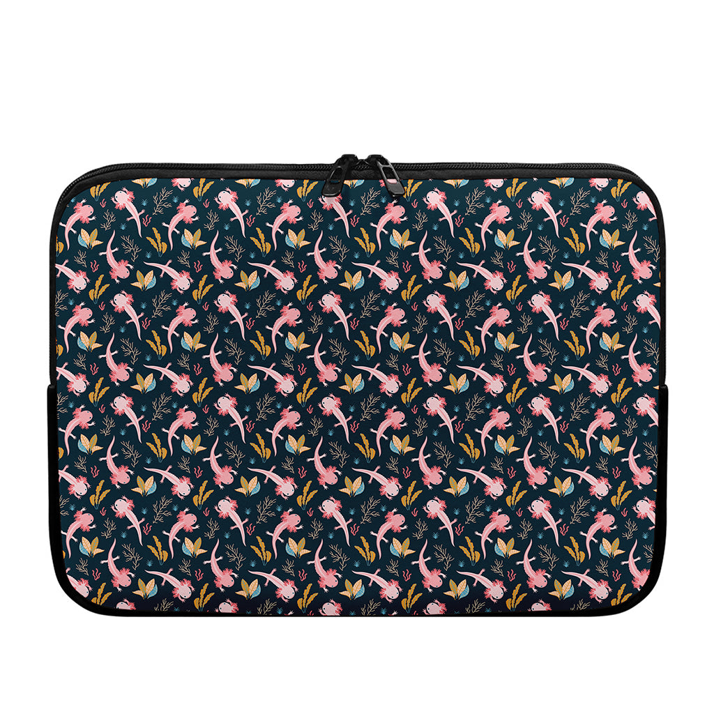 Pink Axolotl Pattern Print Laptop Sleeve
