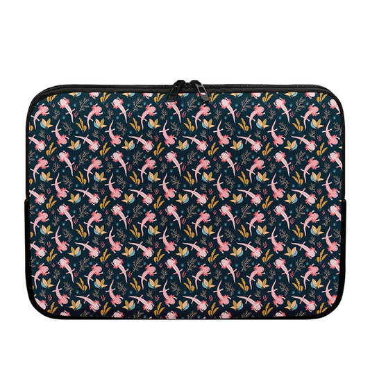 Pink Axolotl Pattern Print Laptop Sleeve