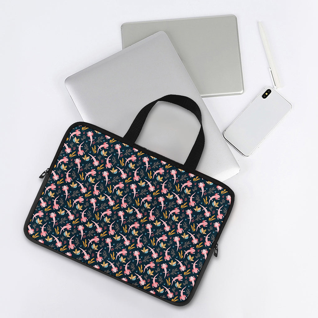 Pink Axolotl Pattern Print Laptop Sleeve With Handle