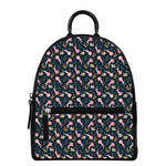 Pink Axolotl Pattern Print Leather Backpack