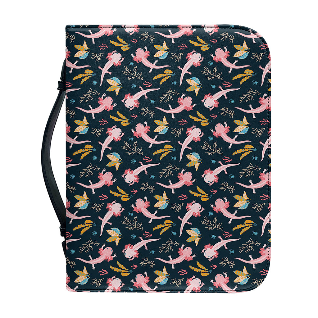 Pink Axolotl Pattern Print Leather Bible Cover