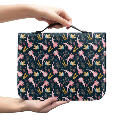 Pink Axolotl Pattern Print Leather Bible Cover