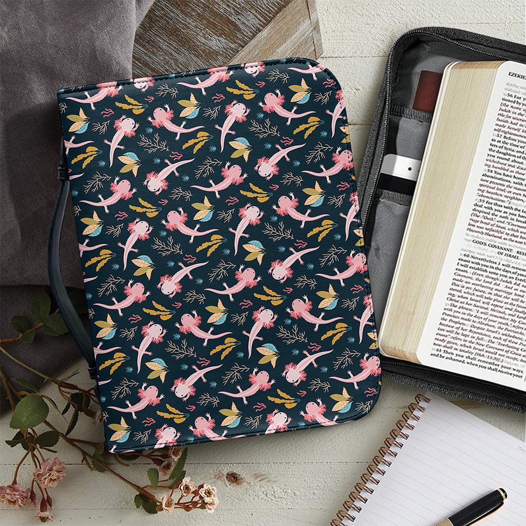 Pink Axolotl Pattern Print Leather Bible Cover