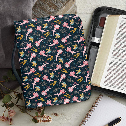 Pink Axolotl Pattern Print Leather Bible Cover