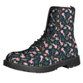 Pink Axolotl Pattern Print Lace-Up Boots