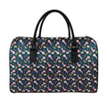 Pink Axolotl Pattern Print Leather Duffel Bag