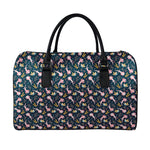 Pink Axolotl Pattern Print Leather Duffle Bag