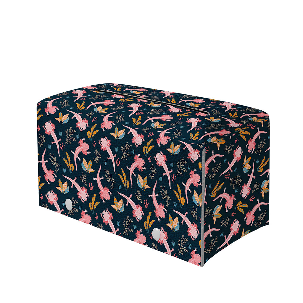 Pink Axolotl Pattern Print Leather Tissue Box Cover