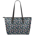 Pink Axolotl Pattern Print Leather Tote Bag With Zipper
