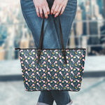 Pink Axolotl Pattern Print Leather Tote Bag