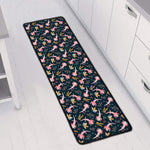 Pink Axolotl Pattern Print Long Kitchen Mat