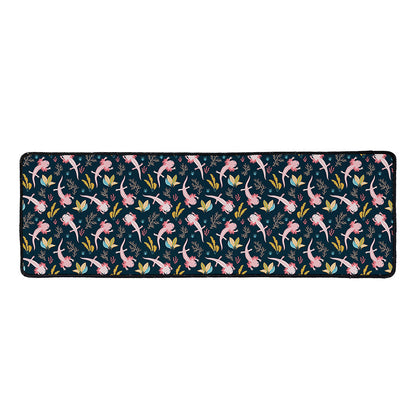 Pink Axolotl Pattern Print Long Kitchen Mat