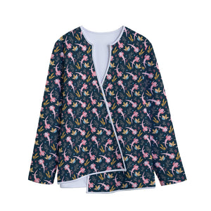 Pink Axolotl Pattern Print Long Sleeve Short Coat