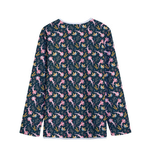 Pink Axolotl Pattern Print Long Sleeve Short Coat