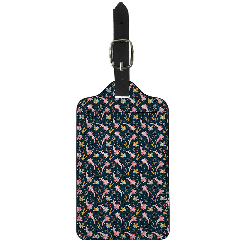 Pink Axolotl Pattern Print Luggage Tag