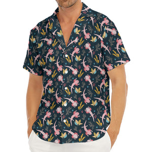 Pink Axolotl Pattern Print Men's Deep V-Neck Shirt