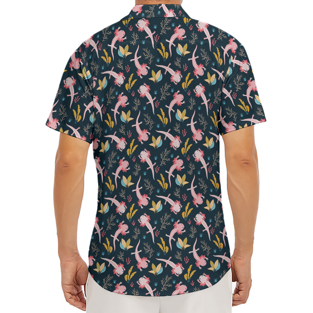 Pink Axolotl Pattern Print Men's Deep V-Neck Shirt