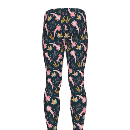 Pink Axolotl Pattern Print Men's leggings