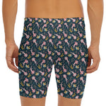 Pink Axolotl Pattern Print Men's Long Boxer Briefs