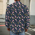 Pink Axolotl Pattern Print Men's Shirt Jacket