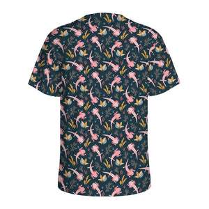 Pink Axolotl Pattern Print Men's Sports T-Shirt