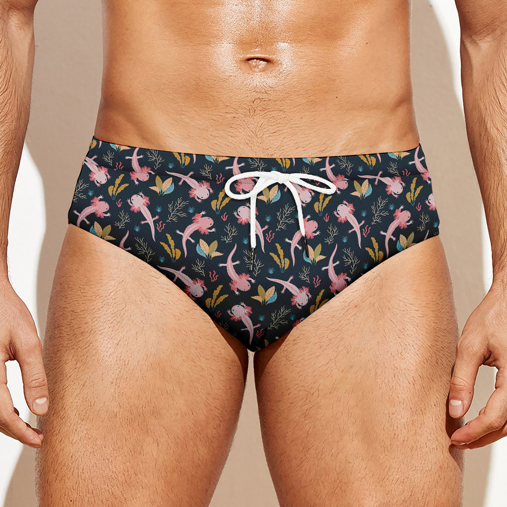 Pink Axolotl Pattern Print Men's Swim Briefs