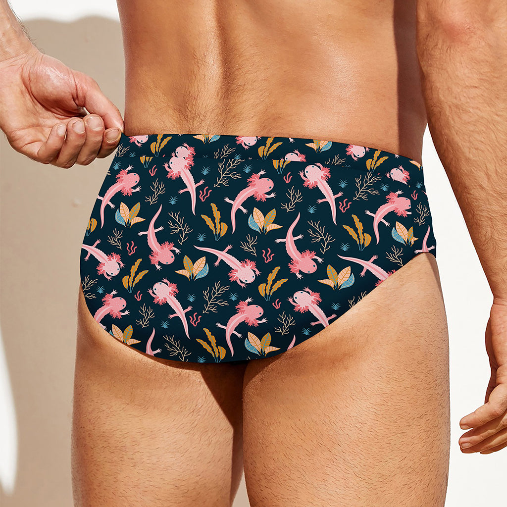 Pink Axolotl Pattern Print Men's Swim Briefs