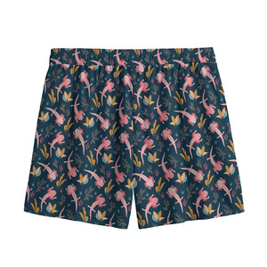 Pink Axolotl Pattern Print Mesh Shorts