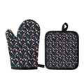 Pink Axolotl Pattern Print Oven Mitt And Pot Holder Set