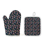 Pink Axolotl Pattern Print Oven Mitt And Pot Holder Set