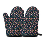 Pink Axolotl Pattern Print Oven Mitts
