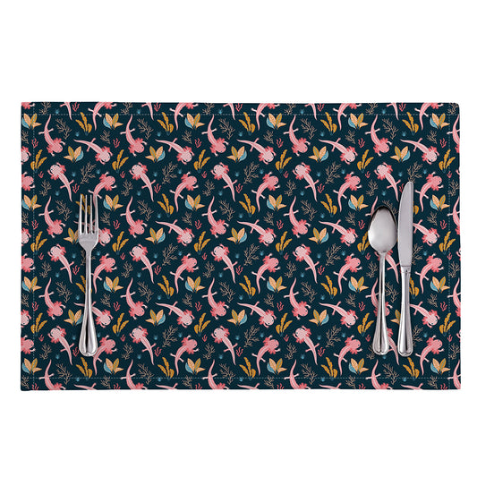 Pink Axolotl Pattern Print Placemat