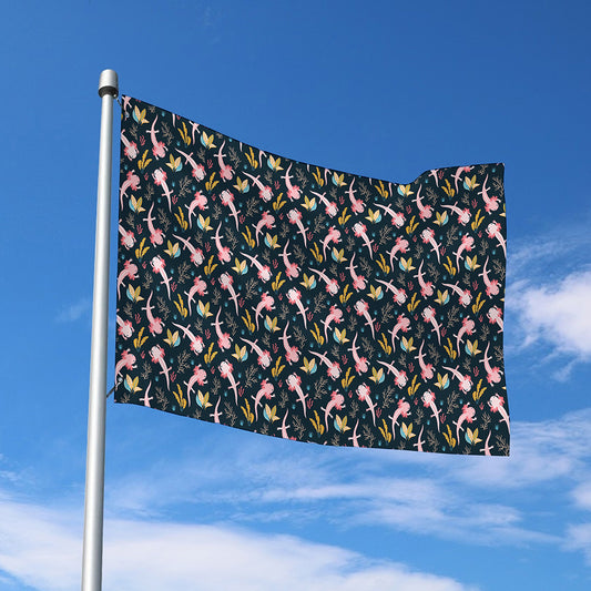 Pink Axolotl Pattern Print Polyester Flag