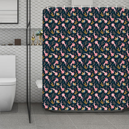 Pink Axolotl Pattern Print Polyester Shower Curtain
