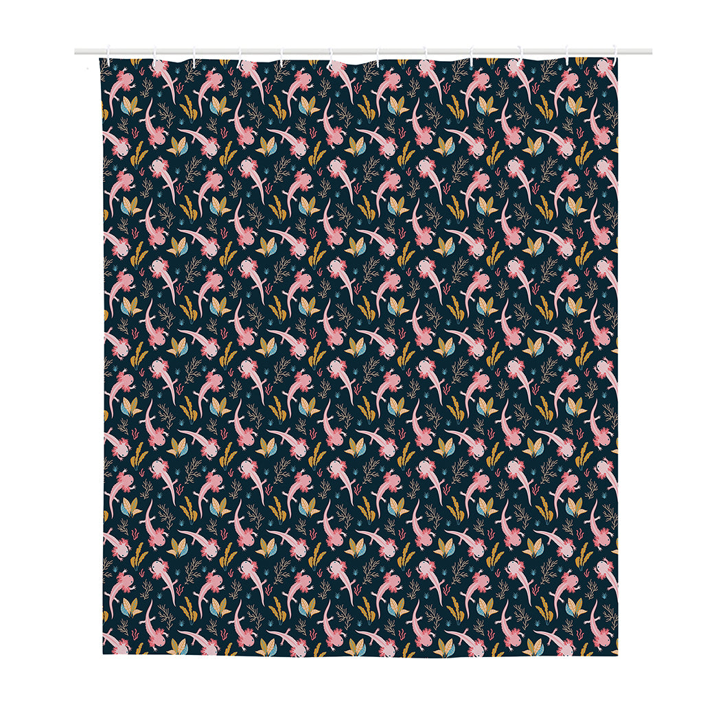 Pink Axolotl Pattern Print Polyester Shower Curtain