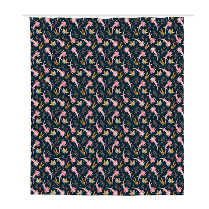 Pink Axolotl Pattern Print Polyester Shower Curtain