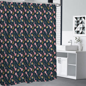 Pink Axolotl Pattern Print Premium Shower Curtain