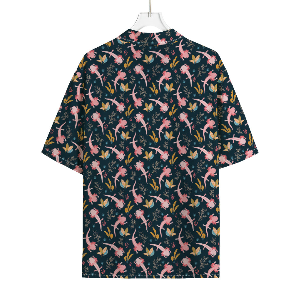 Pink Axolotl Pattern Print Rayon Hawaiian Shirt