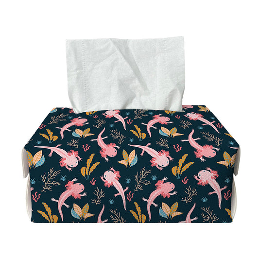 Pink Axolotl Pattern Print Rectangle Tissue Box Cover
