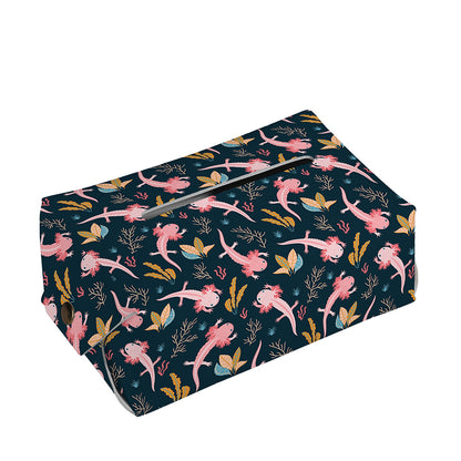Pink Axolotl Pattern Print Rectangle Tissue Box Cover