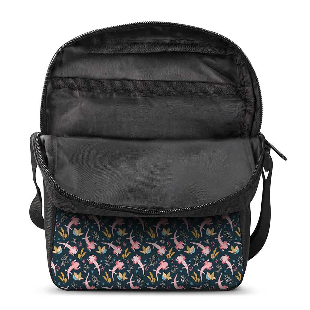 Pink Axolotl Pattern Print Rectangular Crossbody Bag