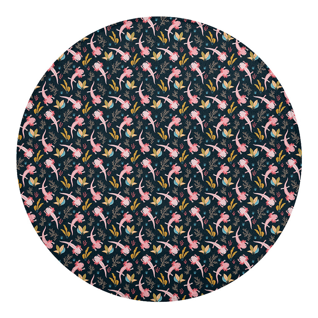 Pink Axolotl Pattern Print Round Blanket