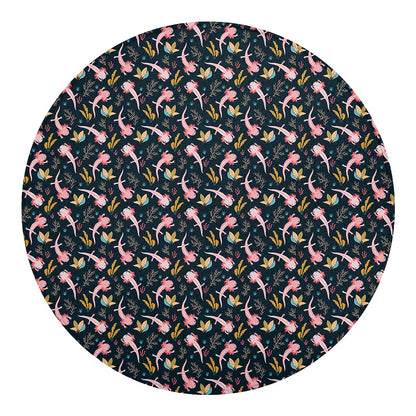 Pink Axolotl Pattern Print Round Blanket