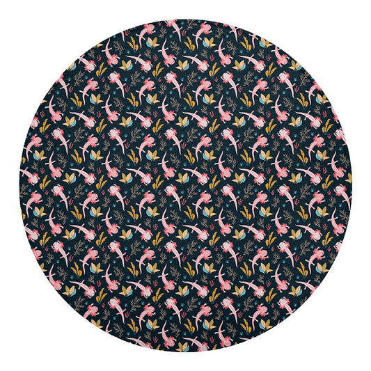 Pink Axolotl Pattern Print Round Blanket