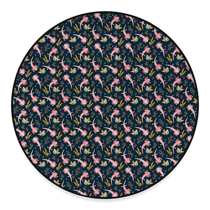 Pink Axolotl Pattern Print Round Floor Mat